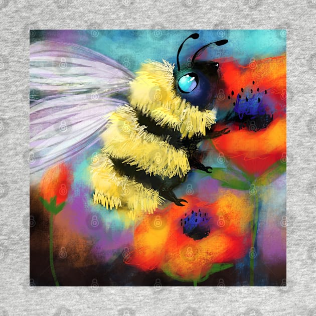 Queen Bumble Bee and Poppy Flower by Hyssopartz